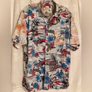 Tommy Bahama Tencel Hawaiian Shirt with All Over Print Casual, size Large
